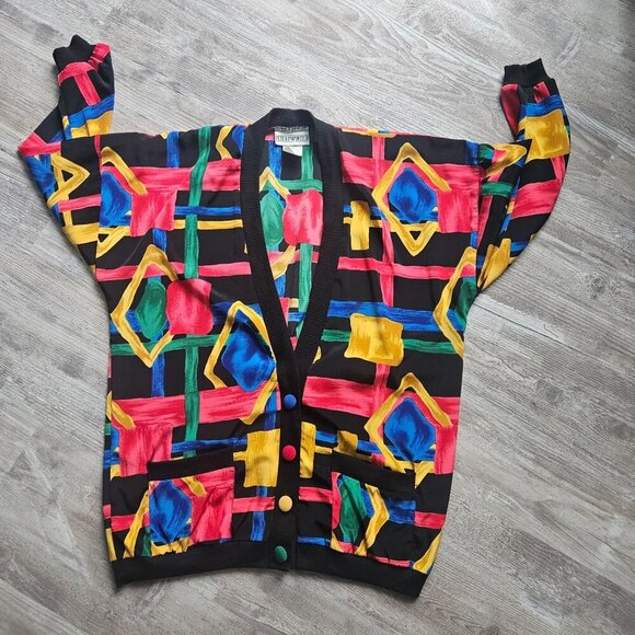 Peter Popovitch Ladies Multicolor Abstract Vintage Jacket Cardigan Size M USA - Picture 10 of 15